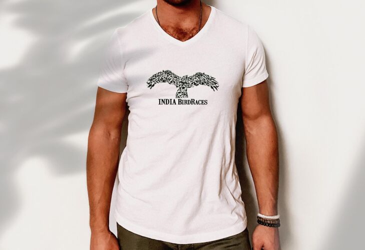 Logo on V Neck T-Shirt India BirdRaces