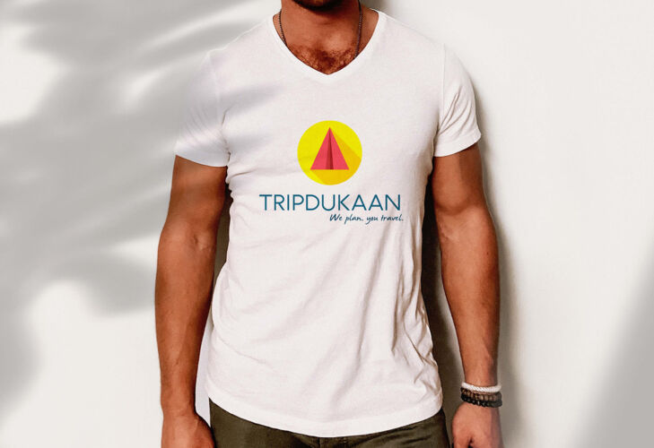 Logo on V Neck T-Shirt Tripdukaan